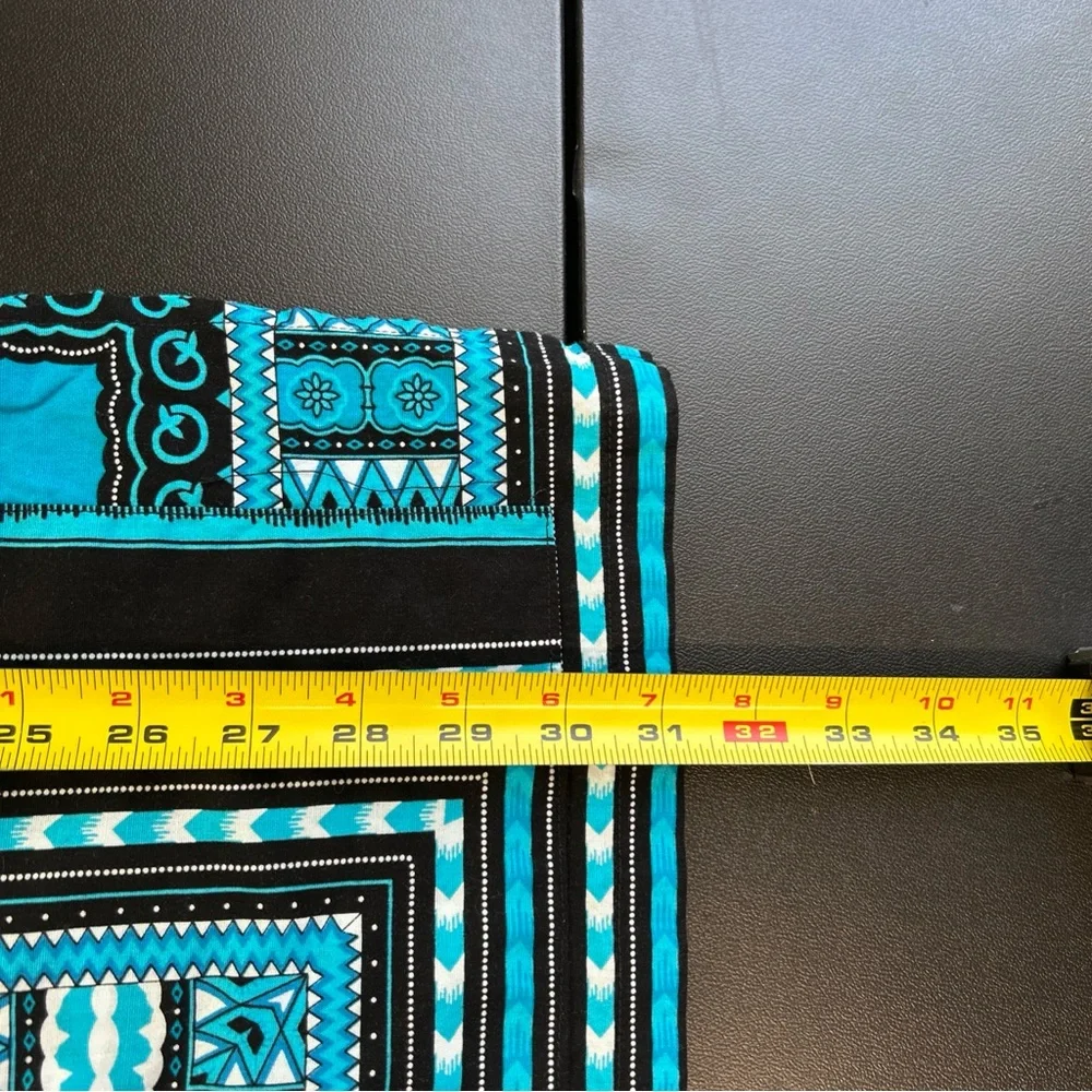 RaanPahMaung Unisex Large Dashki Blue White Pockets Cotton Tribal Short Sleeve‎